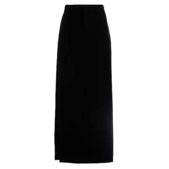 1980's  SAINT LAURENT black crepe maxi wrap skirt Size S - Picture 2 of 16
